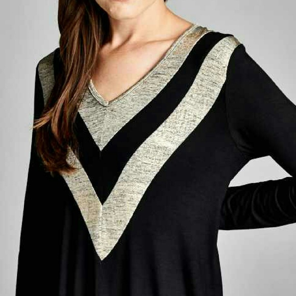 NEW BLACK AND GOLD CHEVRON TUNIC - Picture 2 of 3