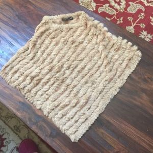 BLACK RIVET RABBIT FUR SHRUG OS