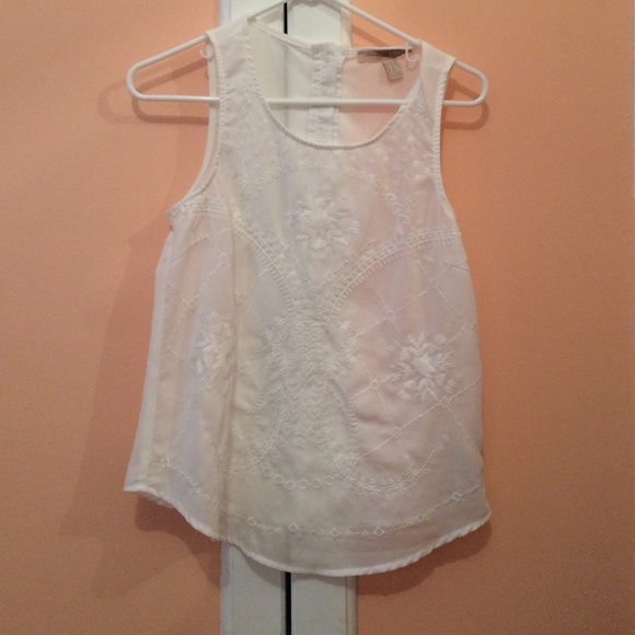 White sheer design tank top