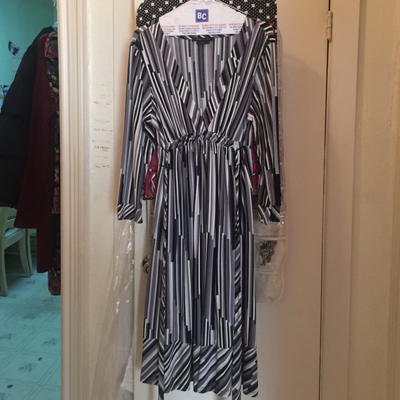 BCBG striped v-neck tie dress