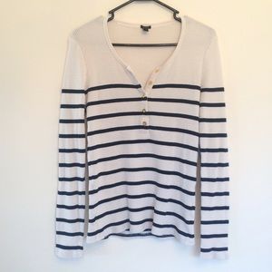 J Crew Navy Striped Thermal Top