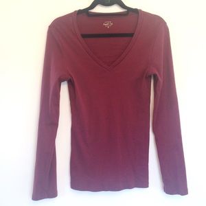 Dark Red Long Sleeve J Crew Top