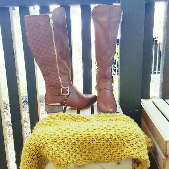 Cognac Boots Size fits 7-7.5