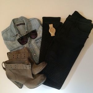 J BRAND black subtle studded denim