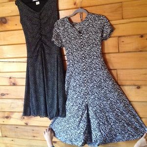 Two Vintage Black and White Modest Dresses