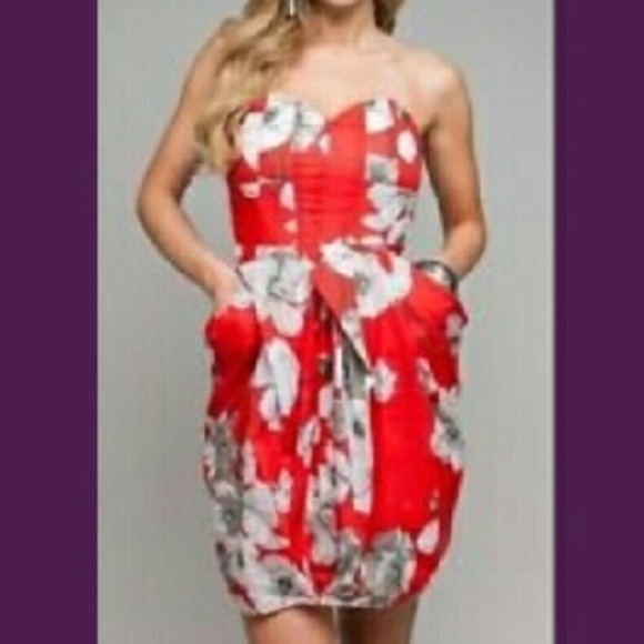 Orange strapless summer dress