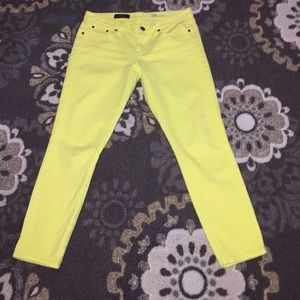 Bright Lemon Yellow J Crew Toothpick Ankle Jeans