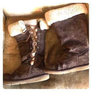 Brown lace up uggs size 9