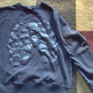 Black Rib Cage Crew Neck Sweatshirt