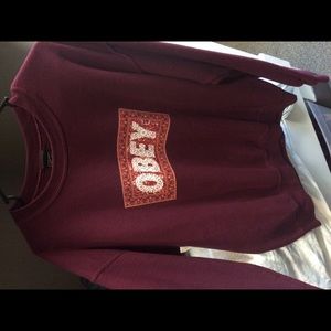 Obey maroon crewneck sweatshirt