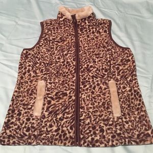 Cheetah printed fleece sweater vest