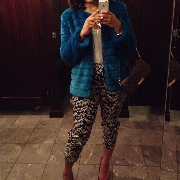 Mural faux fur coat