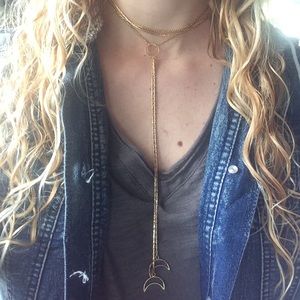 Free people gold moon necklace/choker