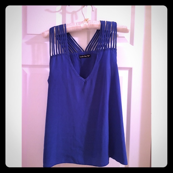 Blue Silky V-neck top