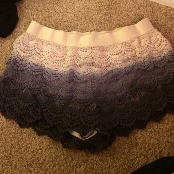 Ombré purple lace shorts