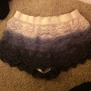 Ombré purple lace shorts