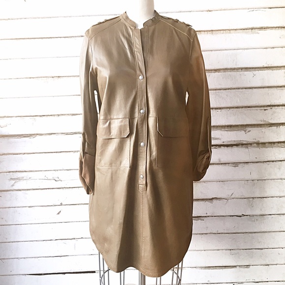 Zara Dresses & Skirts - 100% Leather Zara Safari Style Dress