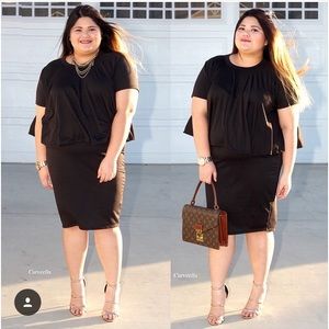 Black plus size skirt set.