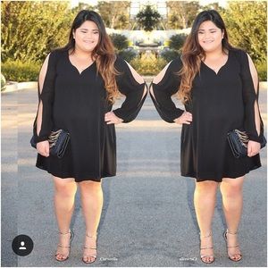 Black plus size shift dress