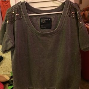Grey short sleeve sweater