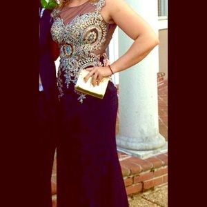 Black silver and gold prom dress!
