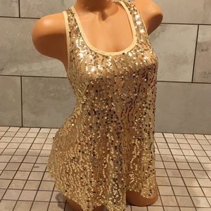 Gold Sequined Tank Top