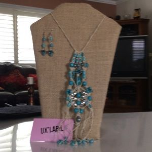 Handmade turquoise/silver necklace.