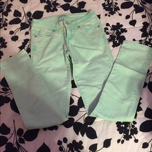 Aeros lightly faded aqua skinny jeans