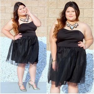 Black plus size tulle dress