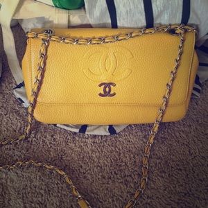 Chanel mustard yellow purse