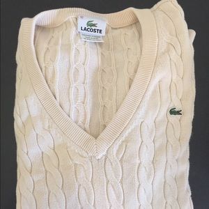 Lacoste Cream Cable Knit Sweater