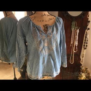 Western jean material blouse