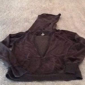V neck velour hoodie