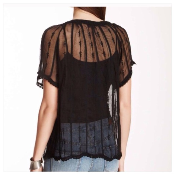 Love Stitch Tops - SALE✨HP✨Stunning Sheer Black Silk Top
