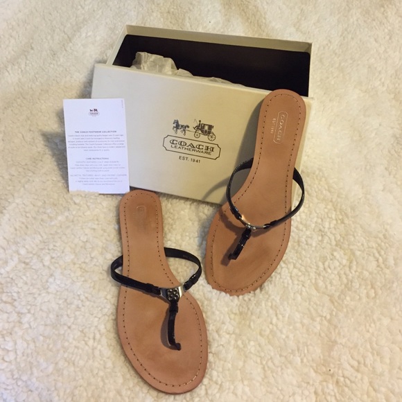 Coach Shoes - Coach Rachel black patent leather sandals