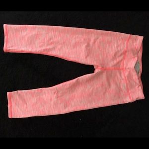 Neon peach crop workout leggings