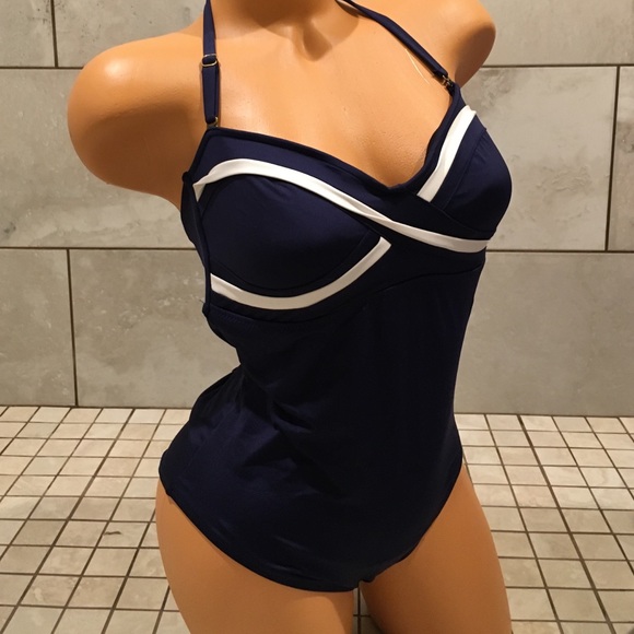 Navy Blue & White Vintage One Piece