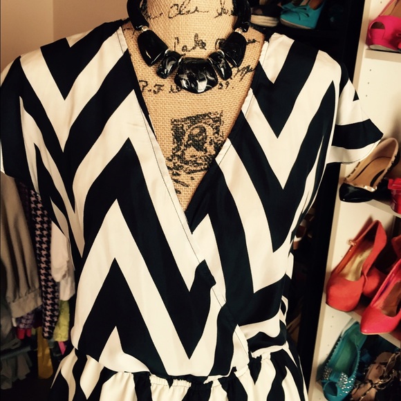 Charlotte Russe Dresses - Black & White Chevron Dress Reduced!!! Charlotte Russe Dresses - Black & White Chevron Dress Reduced!!!