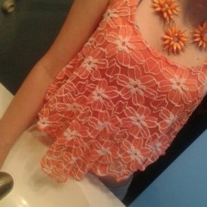 Lace floral crop top