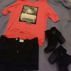 Pinkish peach loose fitting tee