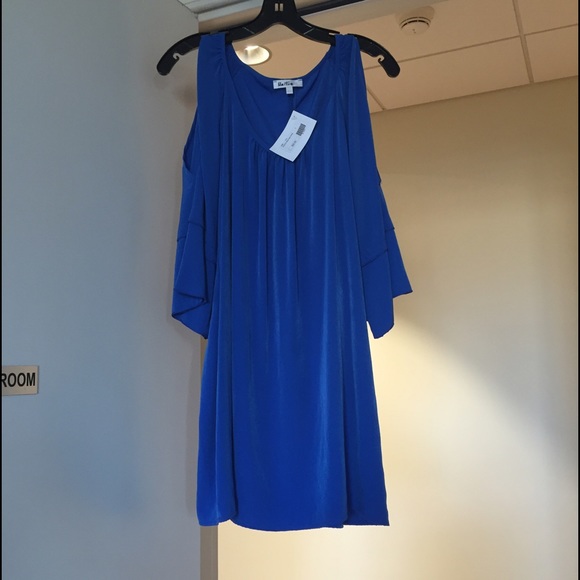 NWT Blue solid dress with shoulder cut outs