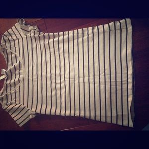fitted striped white and black shirt.
