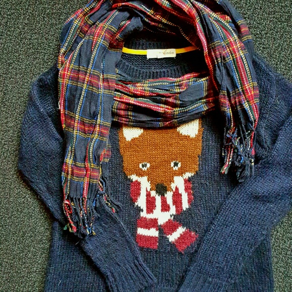 Fox Christmas Sweater and Blanket Scarf Bundle