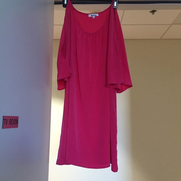 GLAM hot pink dress with cut outs in sleeves