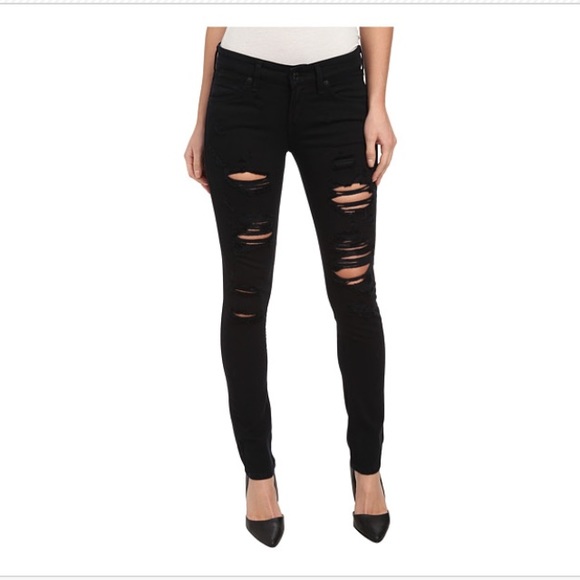 NWT A Gold E Sophie Black Ripped Skinny size 25