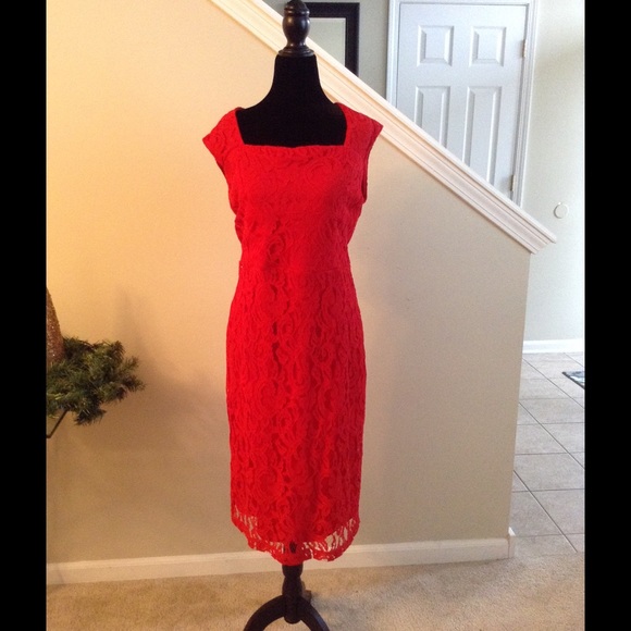 Red lace dress
