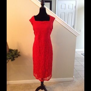 Red lace dress