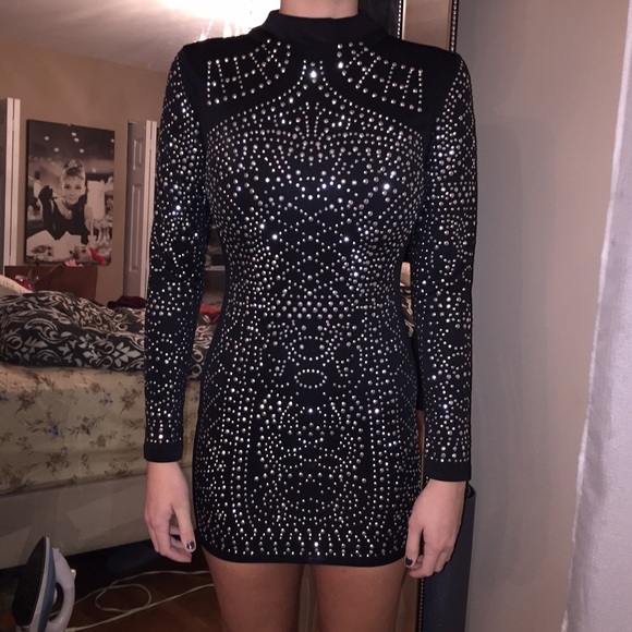 High neck embellished dress