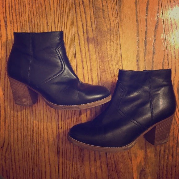 Madewell Leather Black Zipcode Booties Sz 8