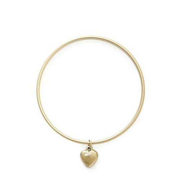 Gold-Tone Bangle With Heart Charm